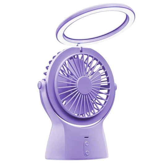 Two-in-one Lamp USB Fan Charging Mini Office Desktop Handheld Fan (Lilac Purple)
