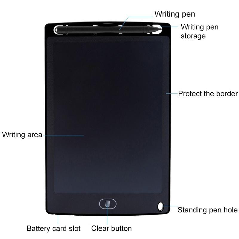 8.5 inch LCD Handwriting Board Children Drawing Graffiti Handwriting Board, Style:Monochrome, Frame Color:White