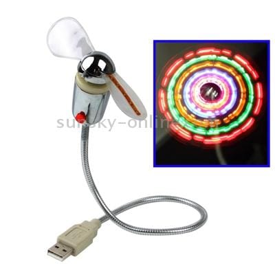 USB Mini Flexible Fan with LED Light and Switch, Fan Diameter: 90mm