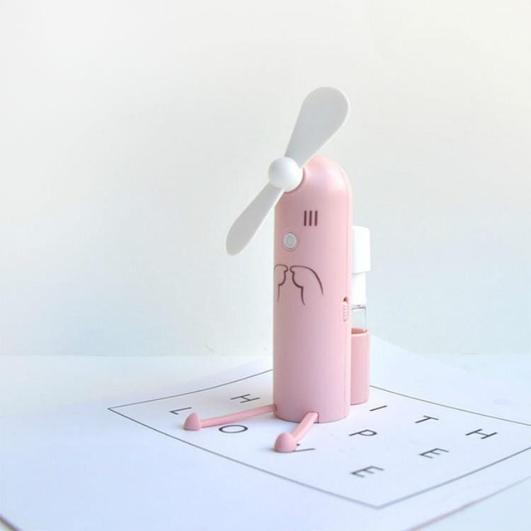 Creative Mobile Phone Bracket Cartoon Spray Mini Fan Portable Usb Fan (Pink)