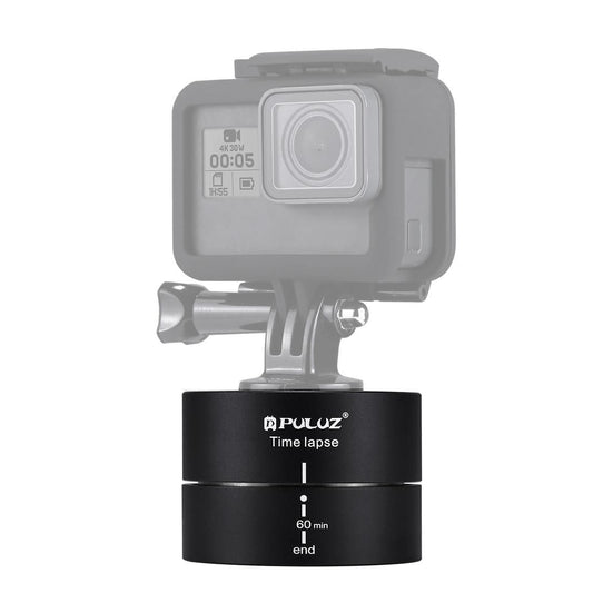 PULUZ 360 Degrees Panning Rotation 60 Minutes Time Lapse Stabilizer Tripod Head Adapter for GoPro HERO9 Black / HERO8 Black / HERO7 /6 /5 /5 Session /4 Session /4 /3+ /3 /2 /1, Xiaoyi and Other Action Cameras