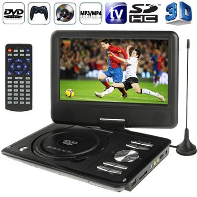 9.0 inch TFT LCD Screen Digital Multimedia Portable EVD / DVD with Card Reader & USB Ports, Support Analog TV  / 3D Movies / Game Function, 270 Degree Rotation, Support SD / MS / MMC Card, Black (Black)