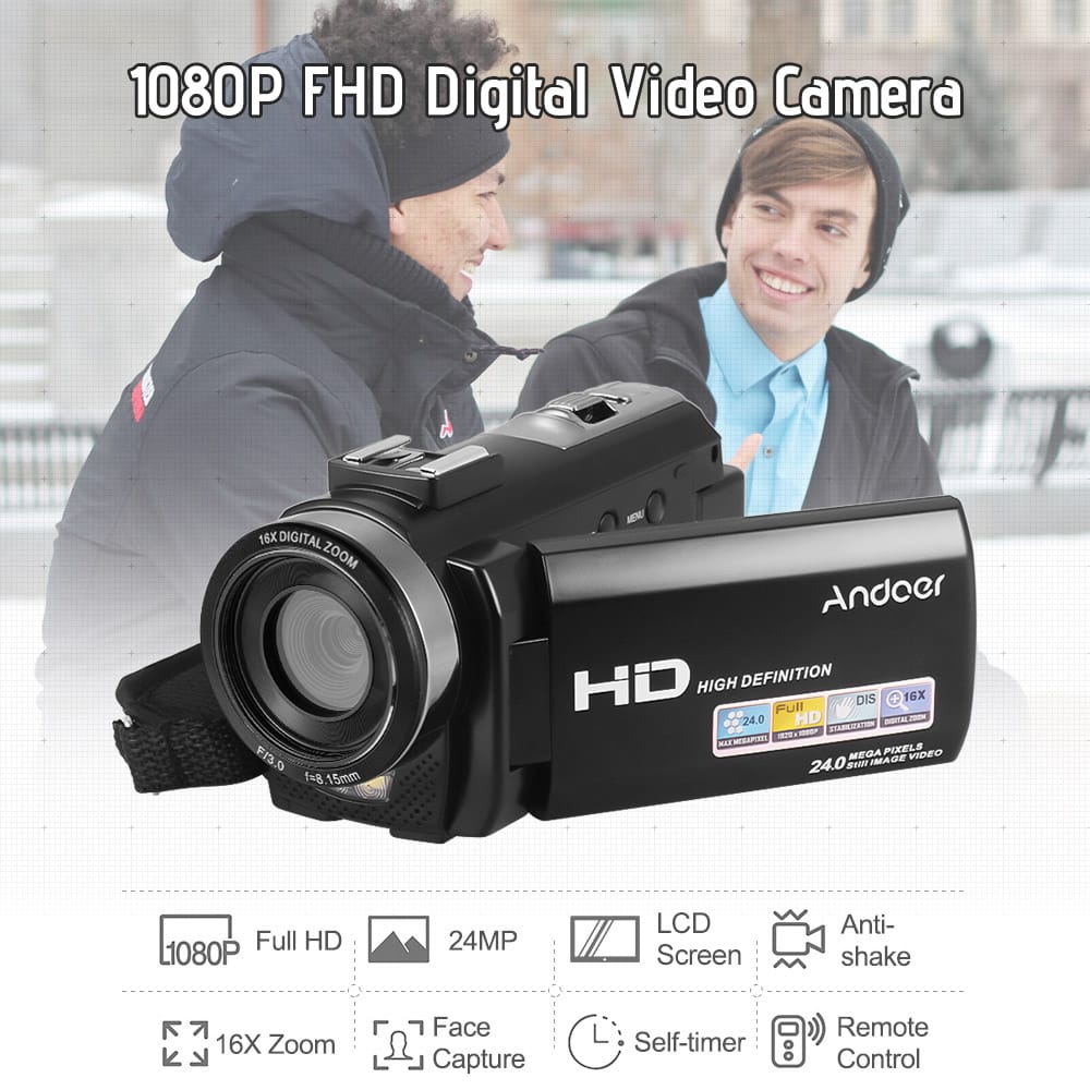 Andoer HDV-201LM 1080P FHD Digital Video Camera Camcorder DV - Bundle 3