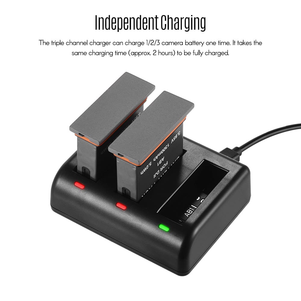 Charging Kit Triple Channel Charger with 2pcs 1300mAh