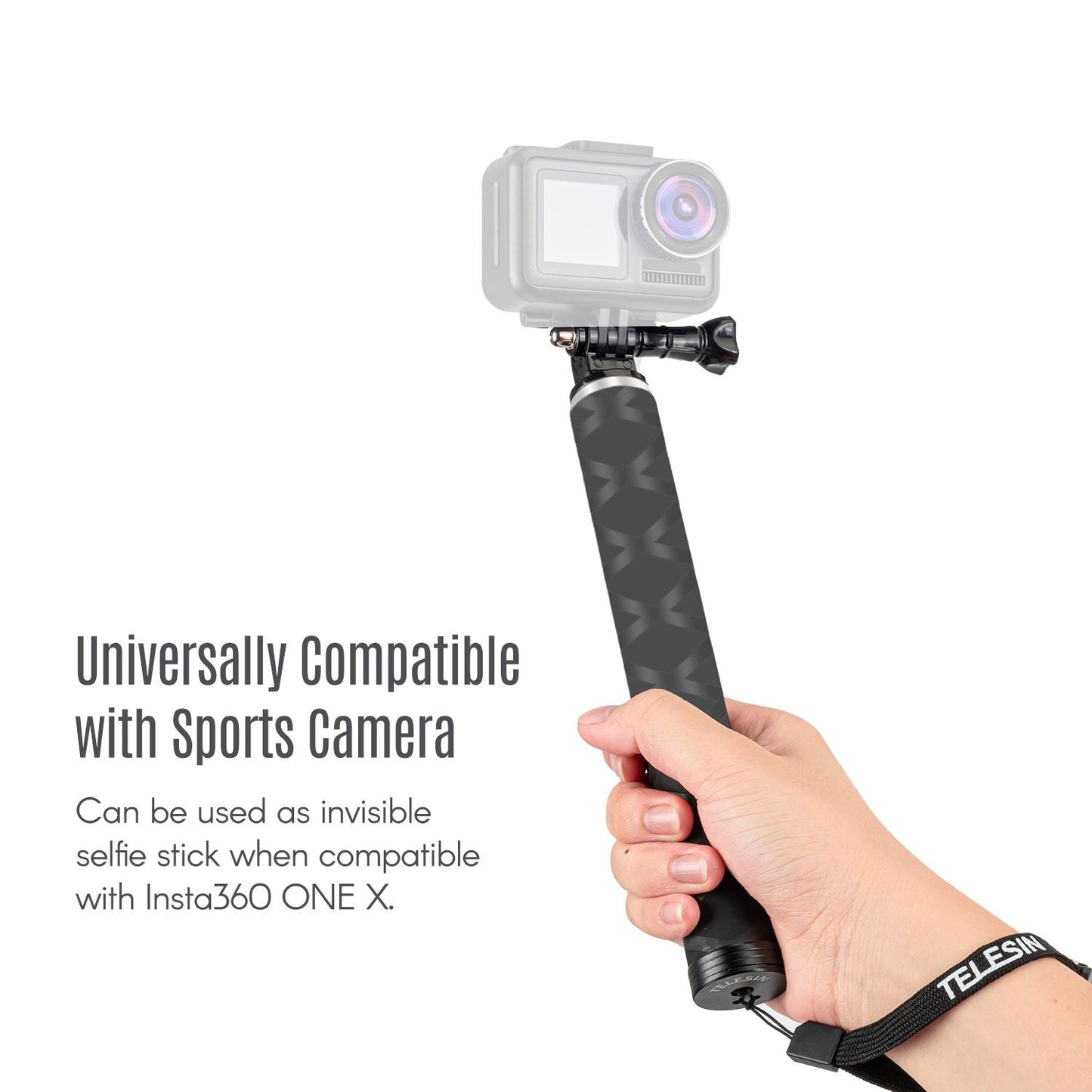 TELESIN Extendable Selfie Stick Rod Pole Carbon Fiber