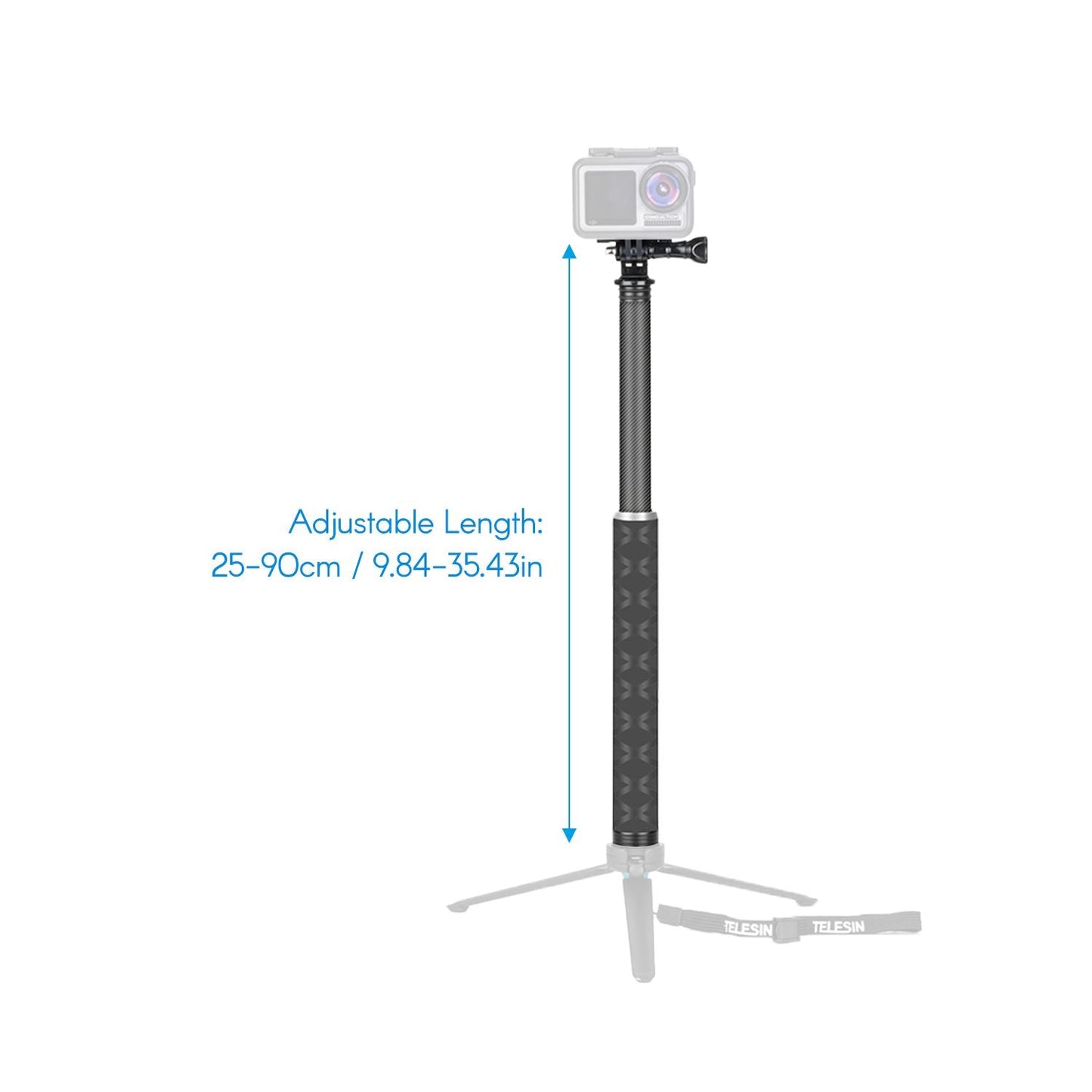 TELESIN Extendable Selfie Stick Rod Pole Carbon Fiber