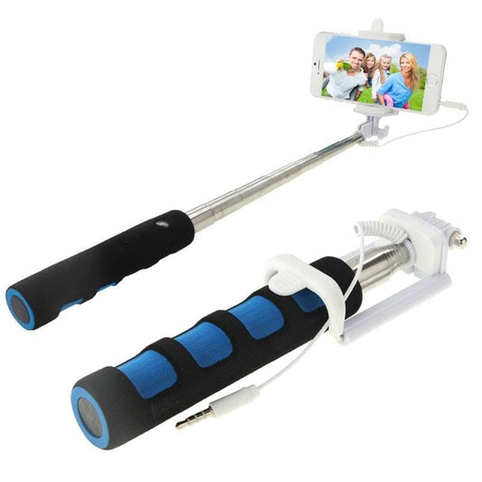 GoShot Photo Pole Selfie Stick Monopod Extendable Handheld Holder with 3.5mm Audio Cable, Max Length: 88cm (Blue)