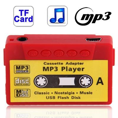 Magnetic Tape Style TF  Card Slot MP3 Player (Red)