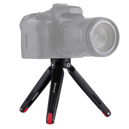 PULUZ Pocket Mini Metal Desktop Tripod Mount with 1/4 inch to 3/8 inch Thread Adapter Screw for DSLR & Digital Cameras, Adjustable Height: 4.5-15cm, Max Load: 20kg (Red)