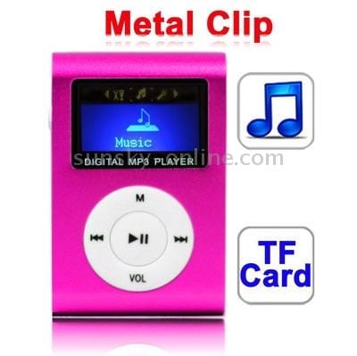 TF  Card Slot MP3 Player with LCD Screen, Metal Clip (Black)
