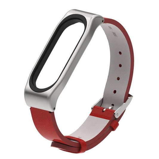 Mijobs PU Leather Strap for Xiaomi Mi Band 3 & 4 & 5 Wrist Straps Screwless Magnetic Bracelet Mi Band3 Smart Band Replace Accessories, Host not Included (Style4)