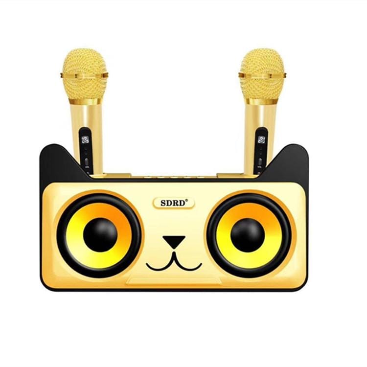 SDRD SD-305 2 in 1 Family KTV Portable Wireless Live Dual Microphone + Bluetooth Speaker (Gold)