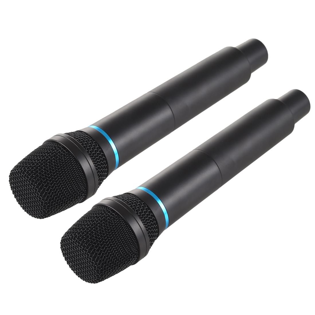 KVM KV-28 1-to-2 Handheld UHF/VHF Wireless Microphones with Receiver (Black)