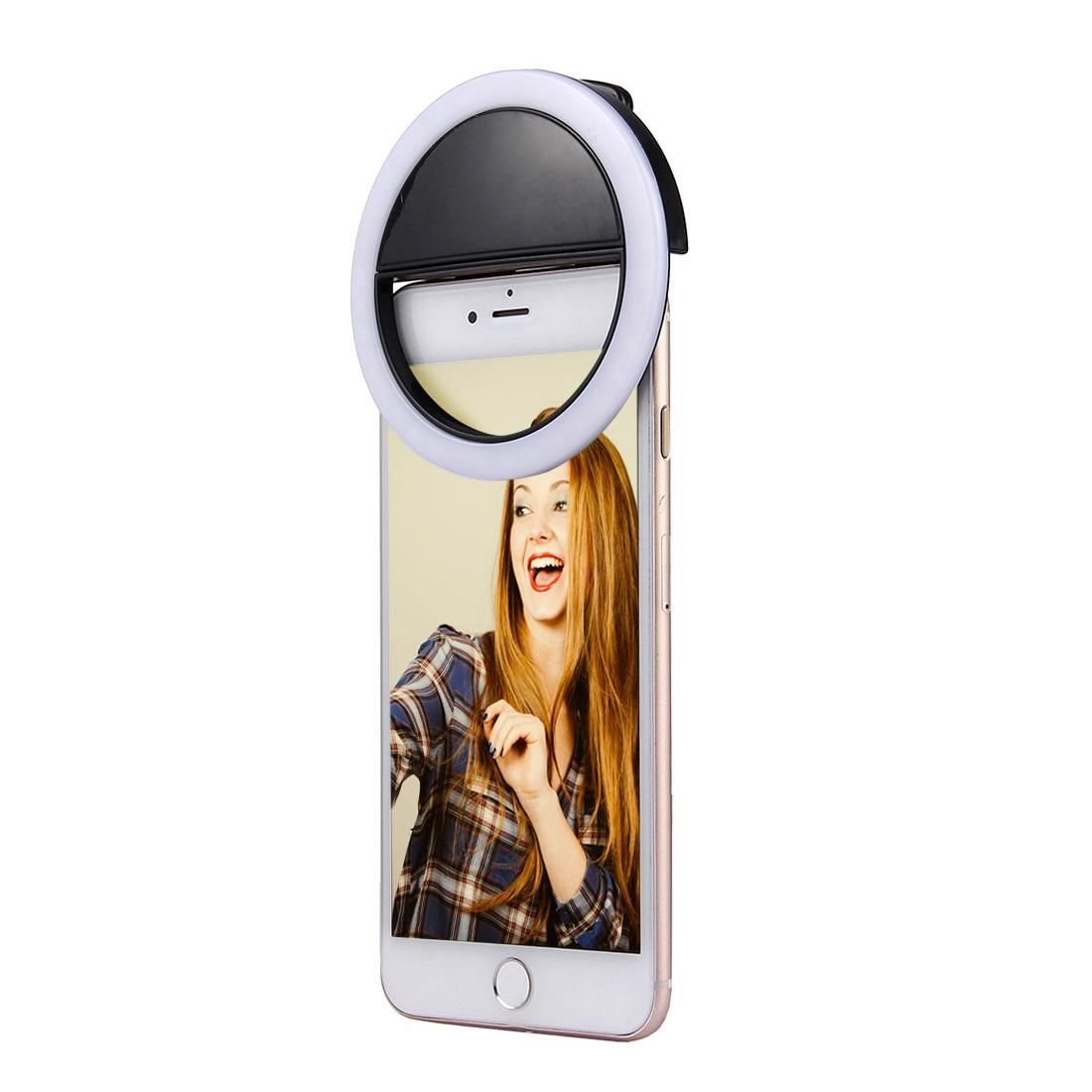 Charging Selfie Beauty Light, For iPhone, Galaxy, Huawei, Xiaomi, LG, HTC and Other Smart Phones with Adjustable Clip & USB Cable (White)