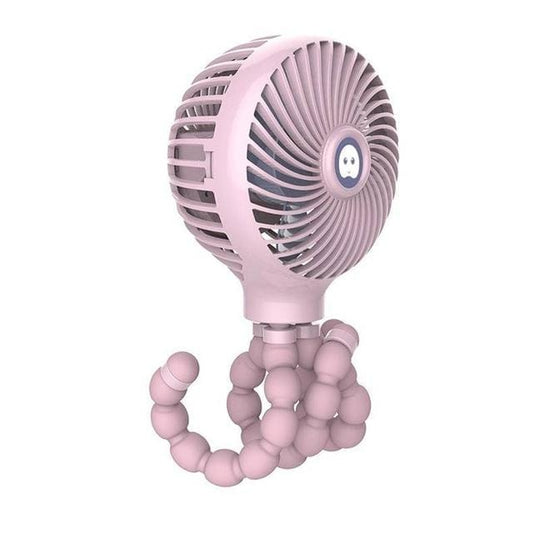 Octopus Deformed Cartoon Folding USB Rechargeable Mini Handheld Fan (Pink)