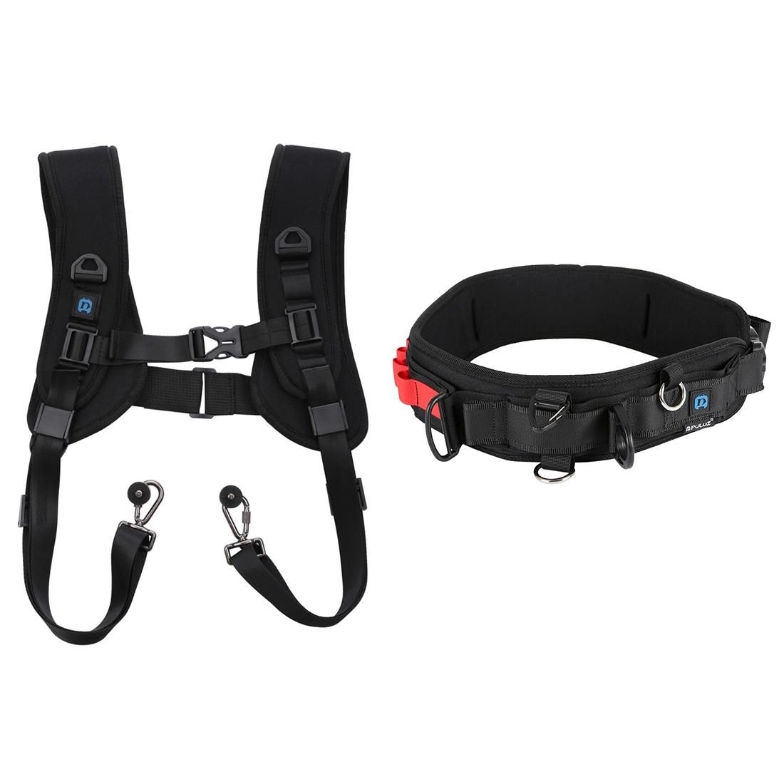 PULUZ 2 in 1 Multi-functional Bundle Waistband Strap + Double Shoulders Strap Kits with Hook for SLR / DSLR Cameras