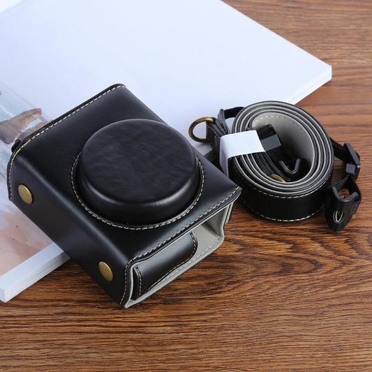 G7XII PU Leather Camera Protective bag for Canon Powershot G7X Mark 2 G7XII Digital camera, with Strap (Black)