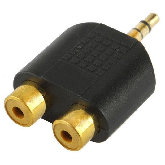 RCA Female to 3.5mm Male Jack Audio Y Adapter (Black)