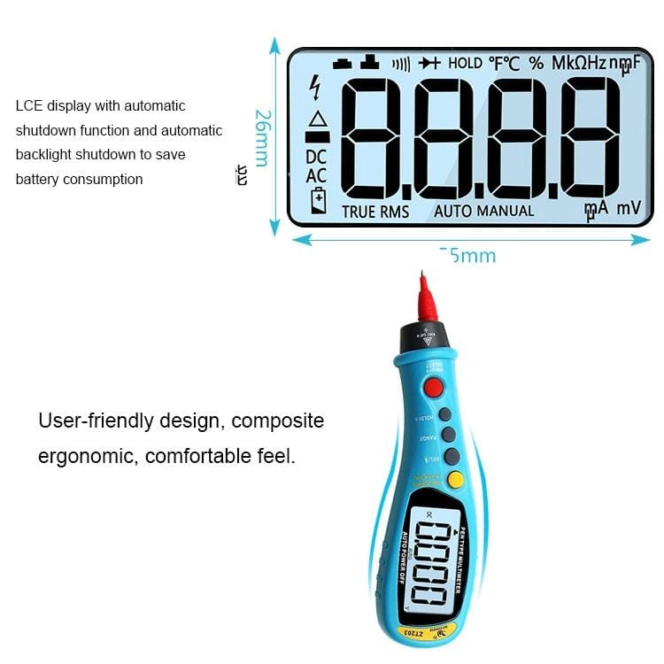 Mini Automatic Portable Digital Display High Precision Pen Style Multimeter for Current Voltage Resistance Induction