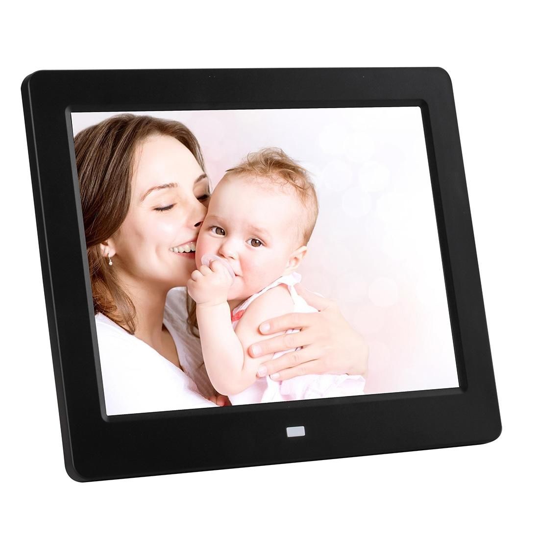 8 inch LED Display Multi-media Digital Photo Frame with Holder & Music & Movie Player, Support USB / SD Card Input (Black)