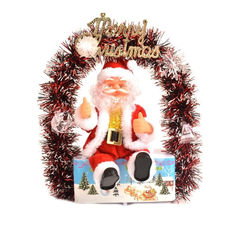 Christmas Decorations Colorful Glowing Garland Musical Santa Doll (Red )