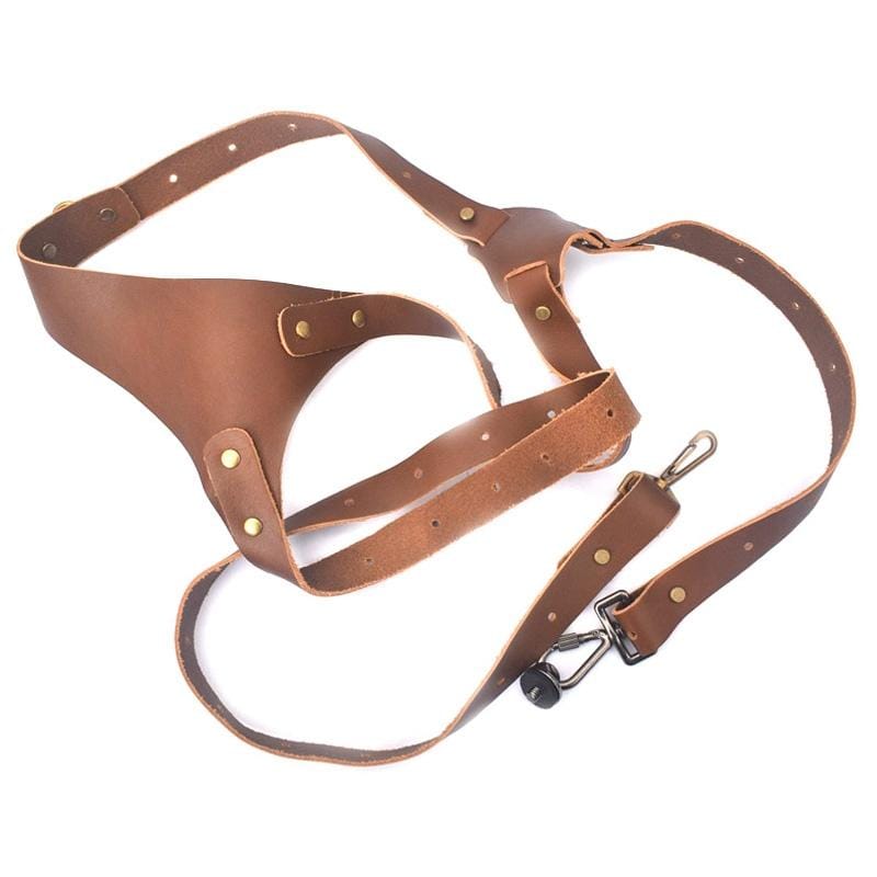 Quick Release Anti-Slip Shoulder Genuine Leather Harness Camera Strap with Metal Hook for SLR / DSLR Cameras (Style1)