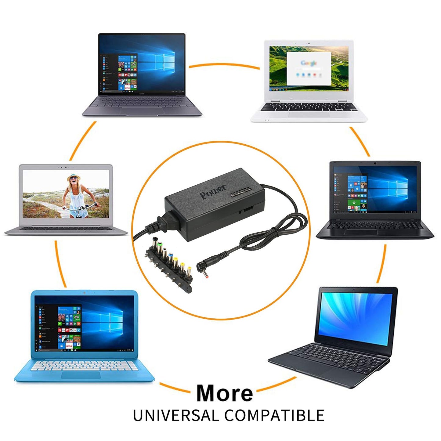96W Universal Laptop Power Charger Adapter 8Pcs 12V to 24V - UK Plug