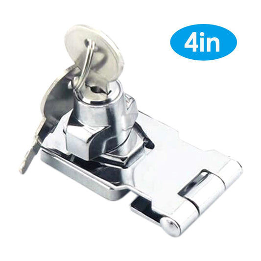 Door Lock Latch Cabinet Locks with Keys Hasp Lock Chrome - 4in