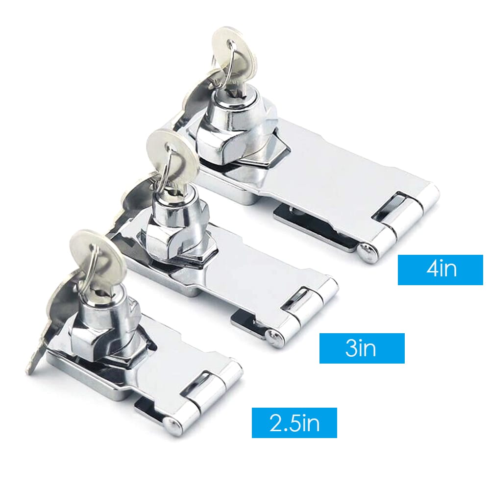 Door Lock Latch Cabinet Locks with Keys Hasp Lock Chrome - 4in