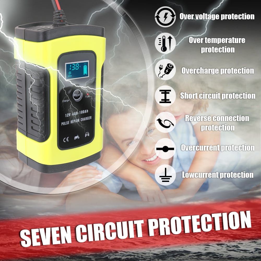 12V 6A Full Automatic Car Battery Charger Intelligent Fast - EU Plug