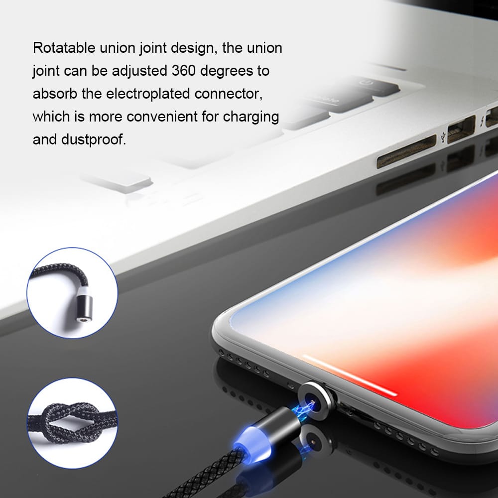 2m Magnetic Data Cable Fast Charging USB Three-in-one