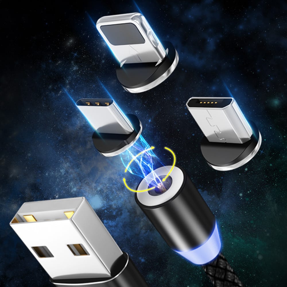 2m Magnetic Data Cable Fast Charging USB Three-in-one