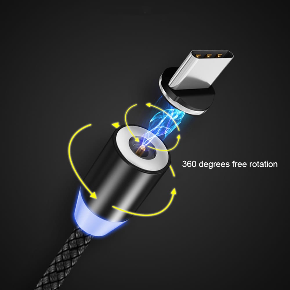 2m Magnetic Data Cable Fast Charging USB Three-in-one