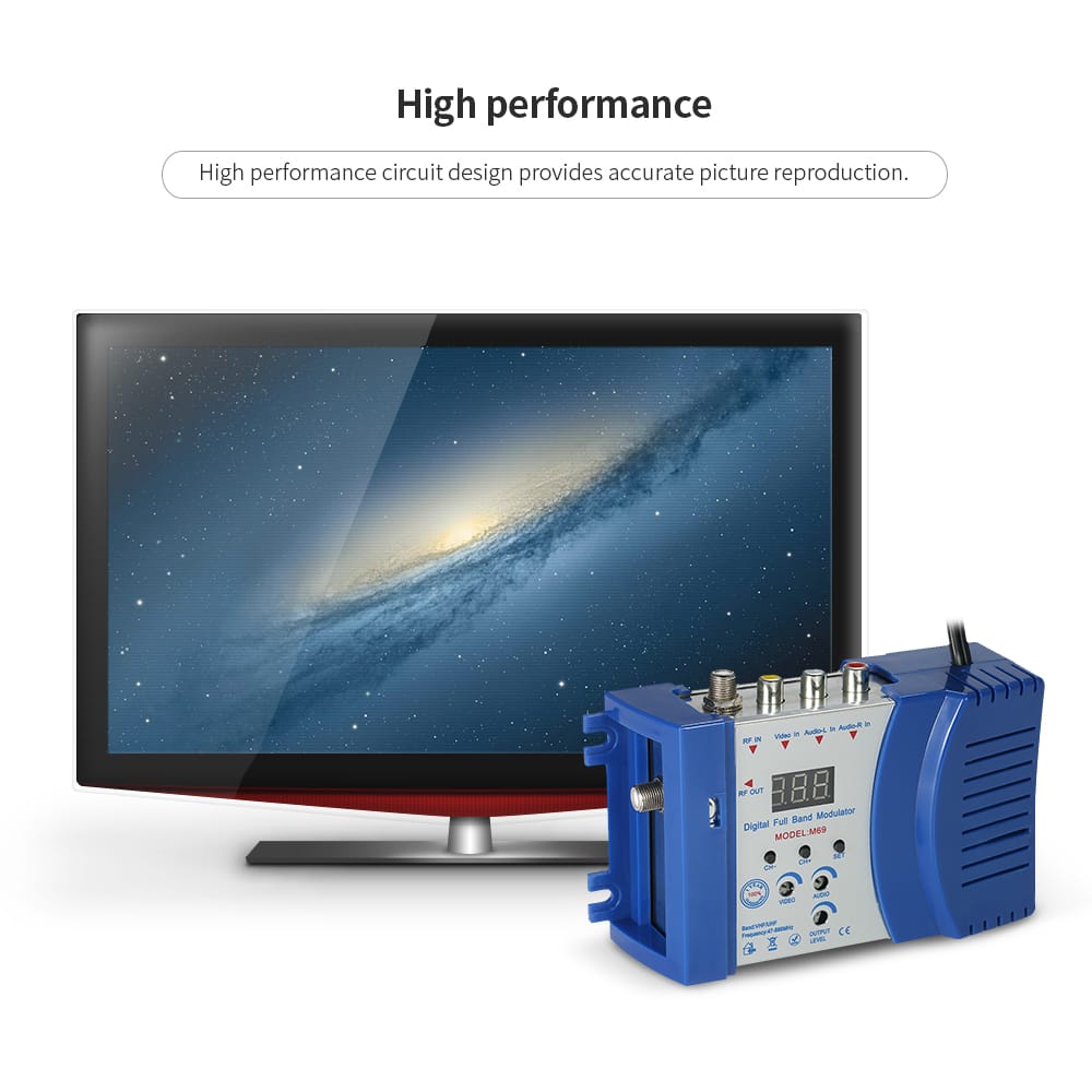 Compact RF Modulator Audio Video TV Converter RHF UHF Signal - EU Plug