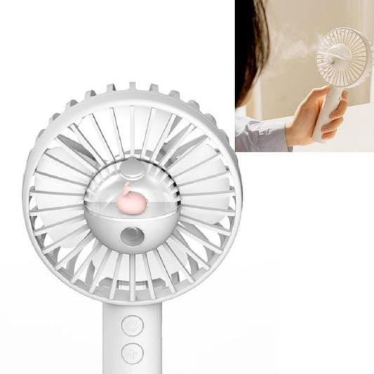 USB Charging Portable Handheld Spray Cooling Mute Fan Moisture Meter (White Rabbit)