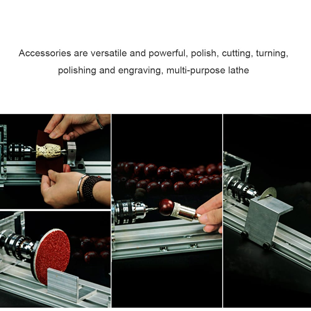 Mini Lathe Beads Polisher Machine Woodworking Craft DIY - Standard Grinding Set