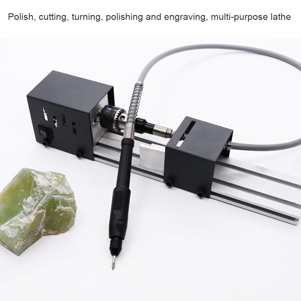 Mini Lathe Beads Polisher Machine Woodworking Craft DIY - Standard Grinding Set&EU Plug