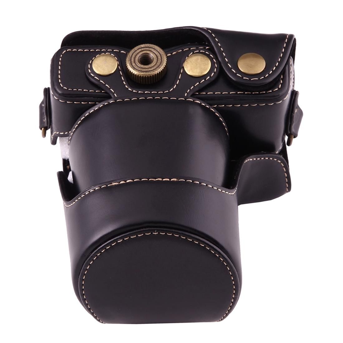 Full Body Camera PU Leather Case Bag with Strap for Canon EOS M10 (Black)