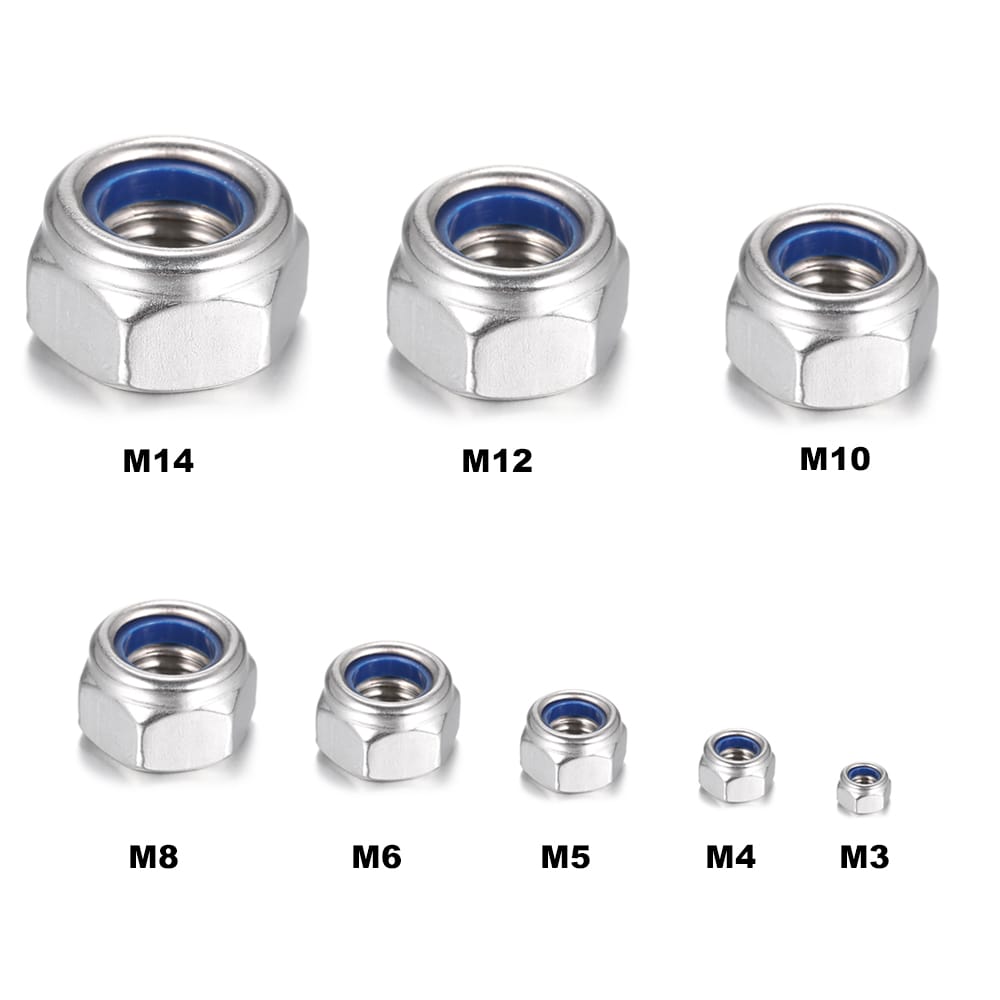 DIN985 304 Stainless Steel Nylon Flange Nut Hexagonal - M10