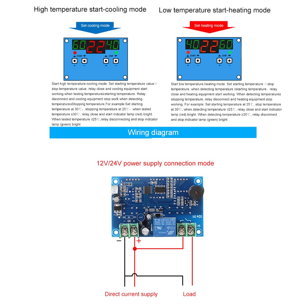 Intelligent Digital Thermostat Temperature Controller - 12V