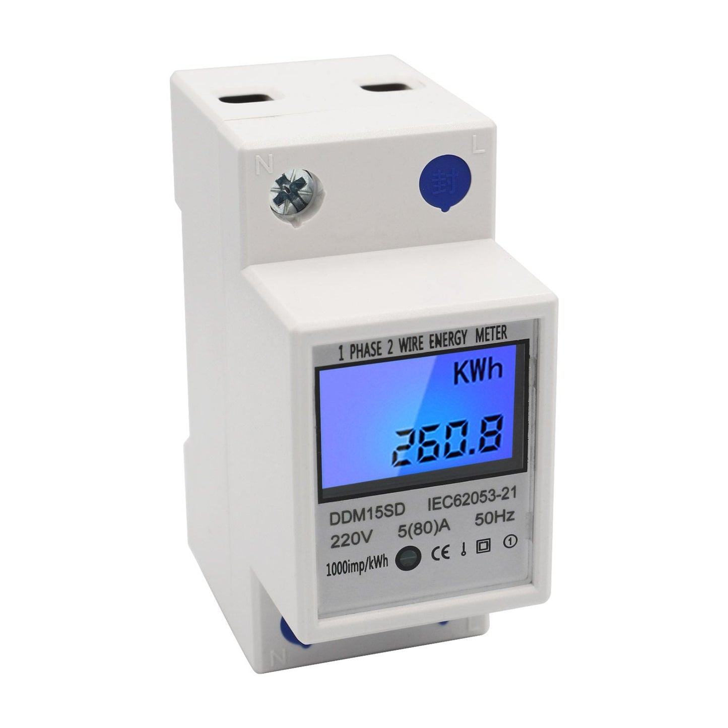 Single Phase DIN-Rail Energy Meter 5-80A 220V 50Hz