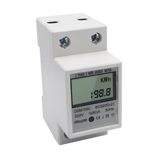 LCD Digital Display Single Phase DIN-Rail Energy Meter 5-80A