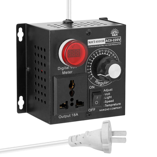 AC 220V 4000W Compact Variable Voltage Controller Portable - US Plug