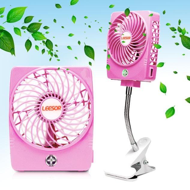 Y-FAN F-97 Portable Rechargeable USB Mini Desktop Fan with Flexible Tube Clip Holder (Pink)
