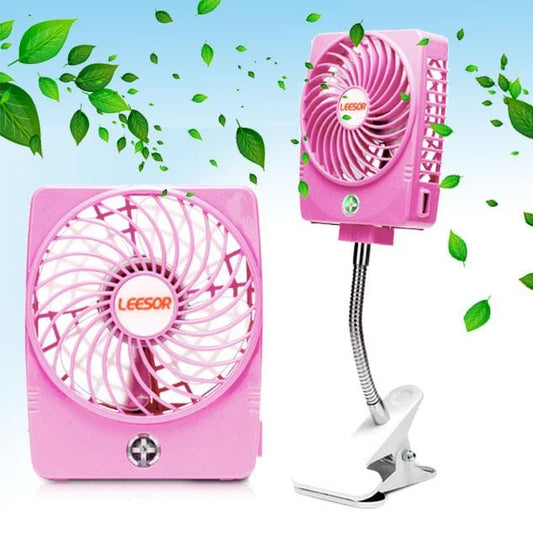 Y-FAN F-97 Portable Rechargeable USB Mini Desktop Fan with Flexible Tube Clip Holder (Pink)