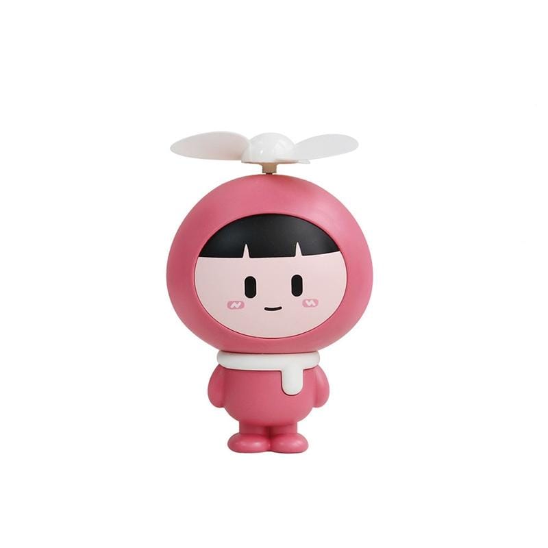 Cute Cartoon Puppet Handheld Mini Fan Creative Children Students Portable USB Charging Fan (Rose Red)