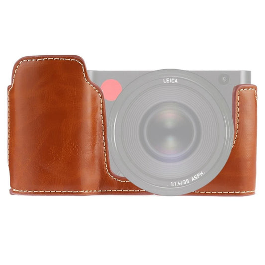 1/4 inch Thread PU Leather Camera Half Case Base for Leica TL (Brown)