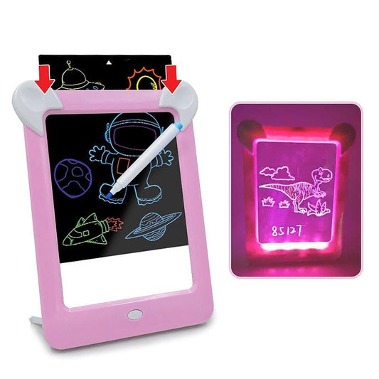 LED Luminous Drawing Board Electronic Fluorescent Writing Board Children Light Painting Message Board (Pink)