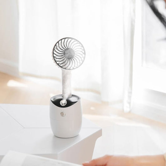 LLD-21 3.2-5.2W Splittable Shakeable 3-speed Control Cool Handheld Fan with Humidifier + Charging + Storage Integrated Base, Water Tank Capacity: 300ml (Black)