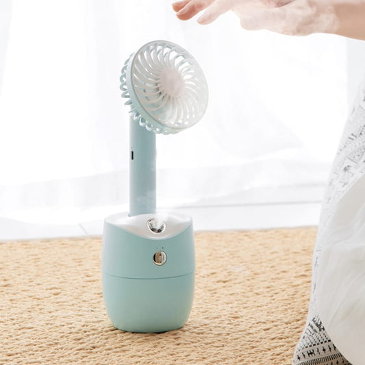 LLD-21 3.2-5.2W Splittable Shakeable 3-speed Control Cool Handheld Fan with Humidifier + Charging + Storage Integrated Base, Water Tank Capacity: 300ml (Blue)